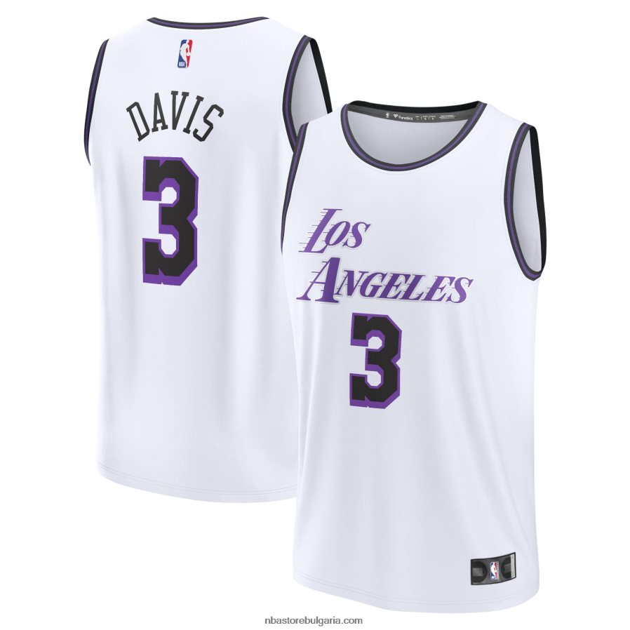 NBA JZ8F025685 лос анджелис лейкърс антъни дейвис бяла фланелка за бърз пробив