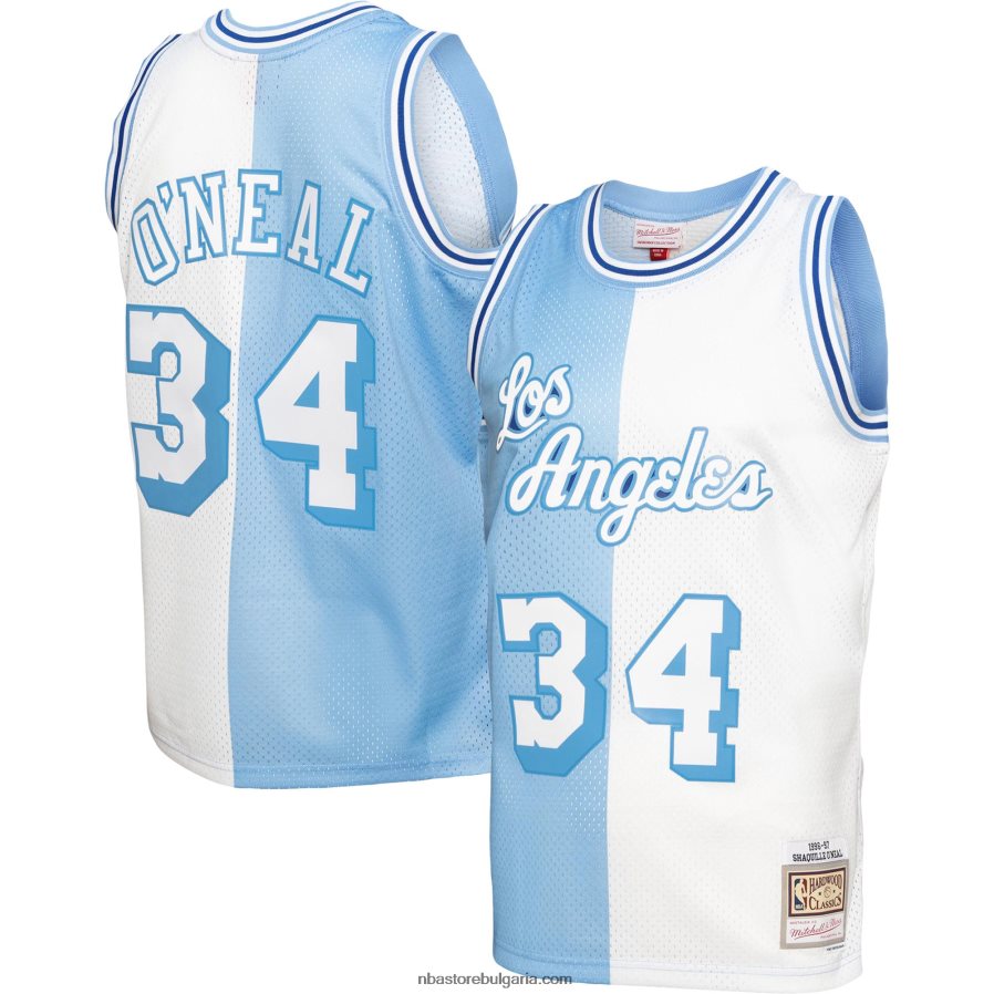 NBA JZ8F02594 los angeles lakers shaquille o'neal пудра синьо/бяло голямо и високо сплит суингмен трико