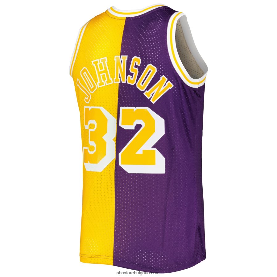 NBA JZ8F026349 los angeles lakers magic johnson purple/gold hardwood classics 1984-85 split swingman фланелка