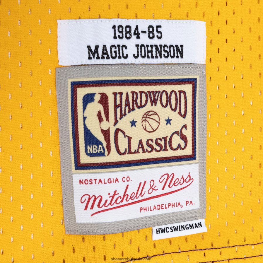 NBA JZ8F026349 los angeles lakers magic johnson purple/gold hardwood classics 1984-85 split swingman фланелка