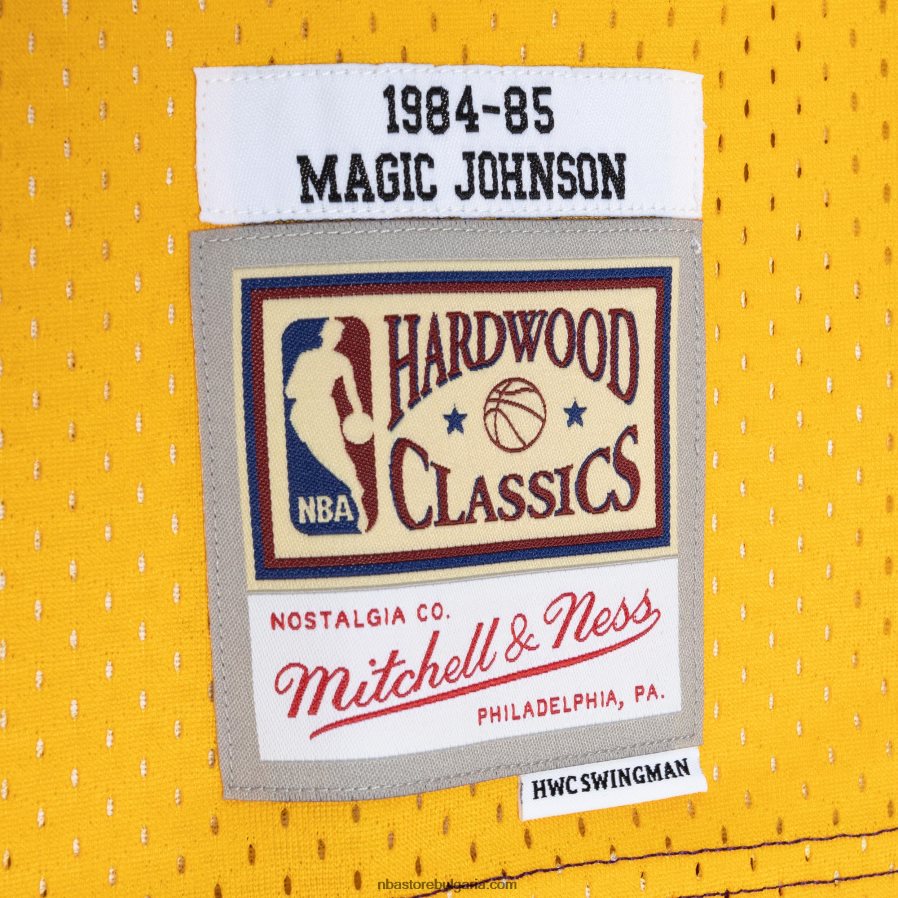 NBA JZ8F026349 los angeles lakers magic johnson purple/gold hardwood classics 1984-85 split swingman фланелка