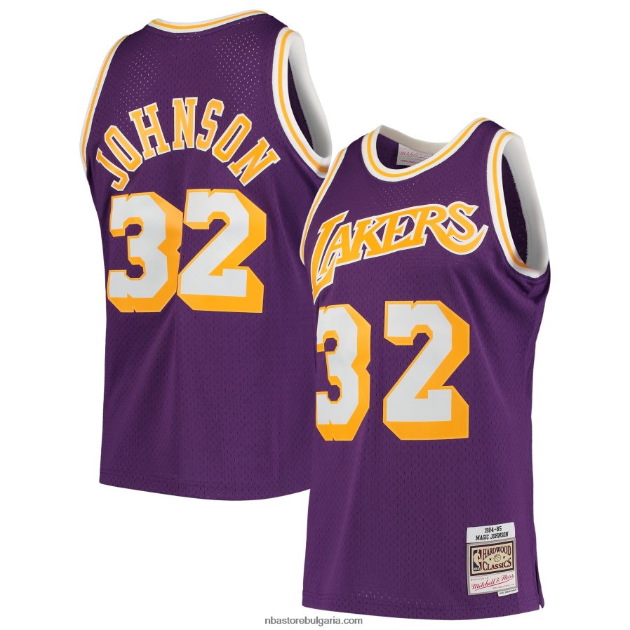 NBA JZ8F026444 los angeles lakers magic johnson purple 1984-85 hardwood classics swingman player фланелка