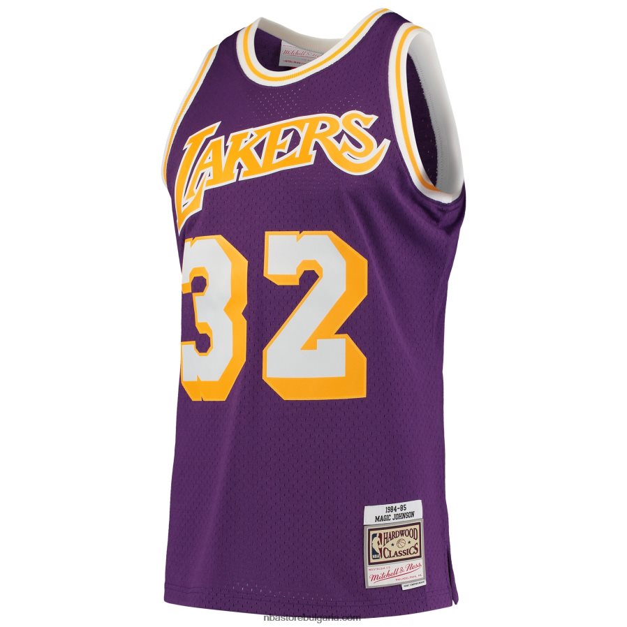 NBA JZ8F026444 los angeles lakers magic johnson purple 1984-85 hardwood classics swingman player фланелка