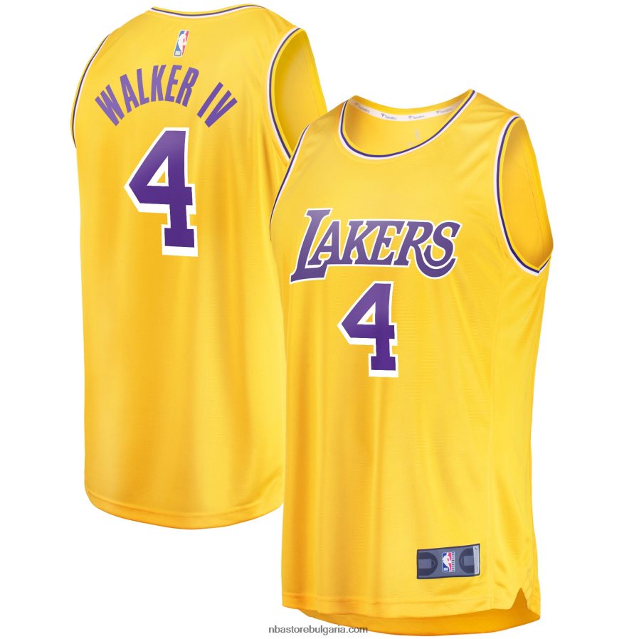 NBA JZ8F026679 Лос Анджелис Лейкърс Лони Уокър златна фланелка за бързо прекъсване