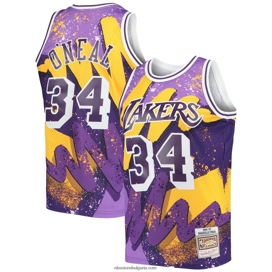 NBA JZ8F026937 Лос Анджелис Лейкърс Шакил О'Нийл лилаво твърда дървесина класически хипер обръчи суингмен фланелка