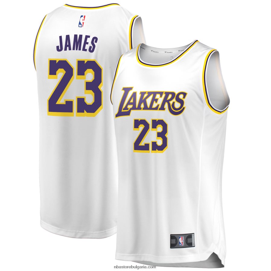 NBA JZ8F0270 Лос Анджелис Лейкърс Леброн Джеймс Уайт реплика на фланелка за бързо прекъсване