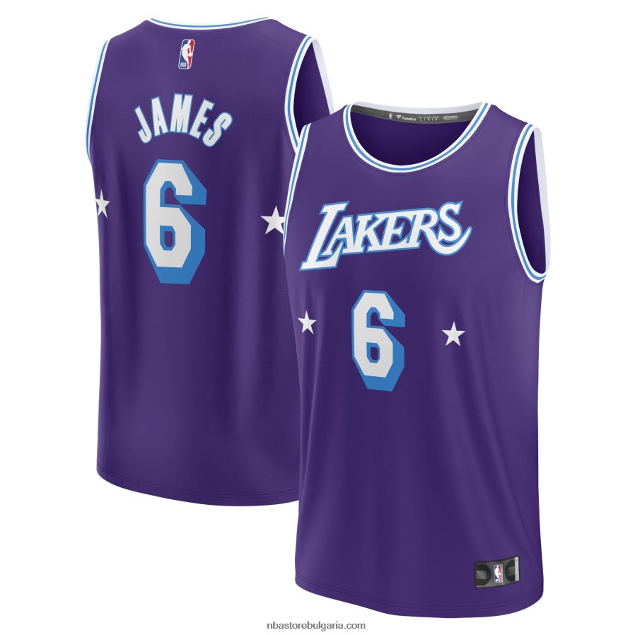 NBA JZ8F027041 лос анджелис лейкърс леброн джеймс лилаво реплика на фланелка за бързо прекъсване