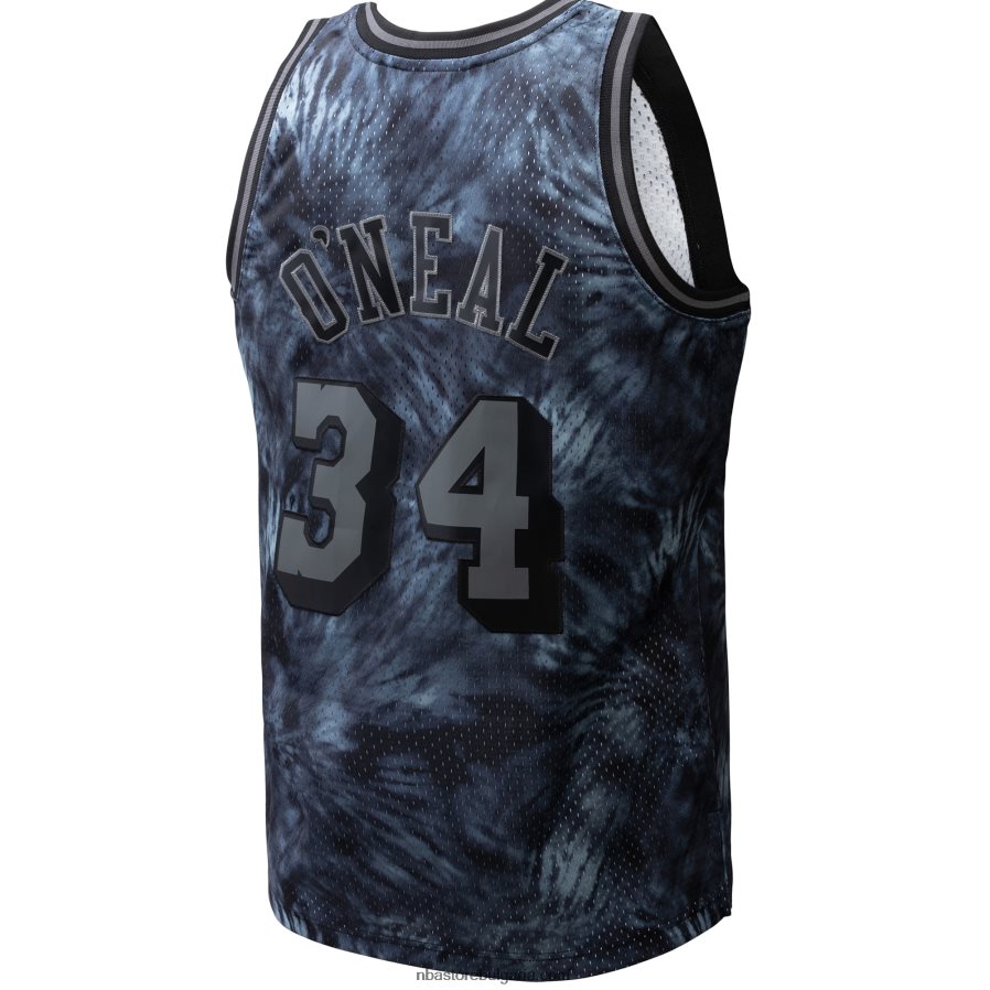 NBA JZ8F027257 los angeles lakers shaquille o\'neal mitchell & ness черна твърда дървесина класика tie-dye swingman фланелка
