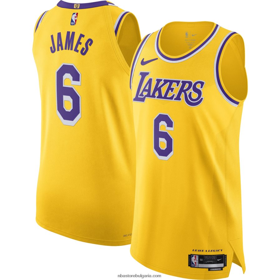 NBA JZ8F02730 лос анджелис лейкърс леброн джеймс nike златна автентична фланелка на играч