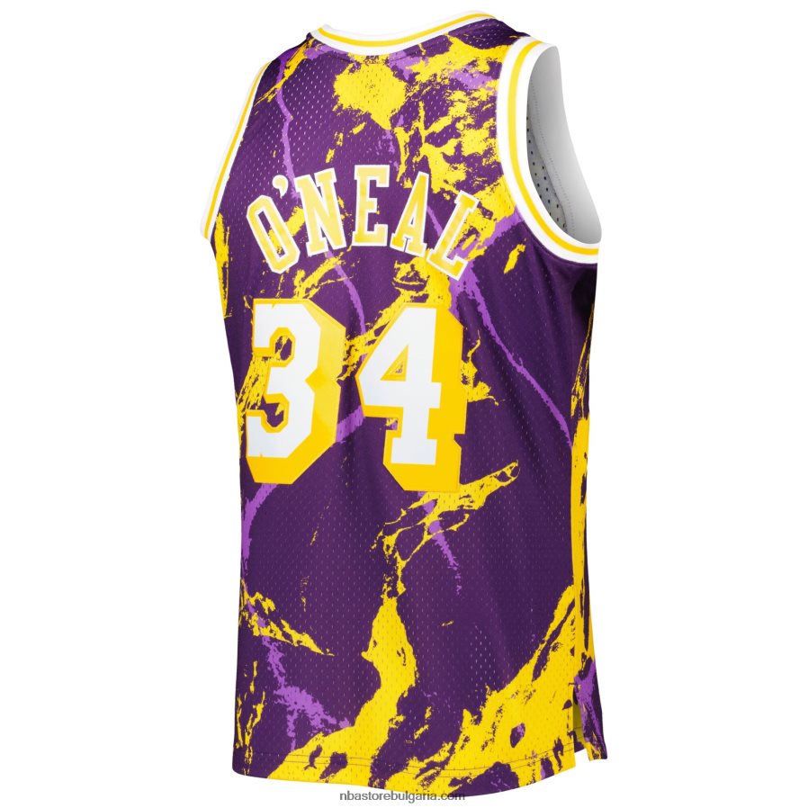 NBA JZ8F027887 los angeles lakers shaquille o\'neal mitchell & ness purple hardwood classics мрамор swingman фланелка