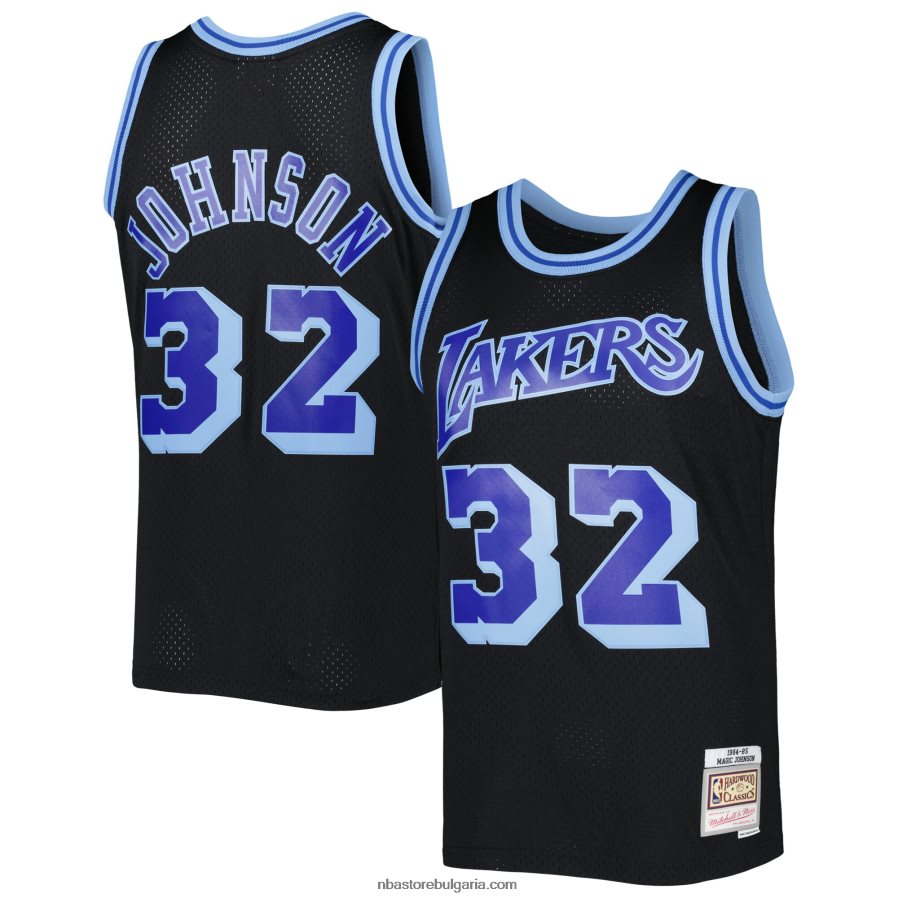 NBA JZ8F028061 los angeles lakers magic johnson black 1984-85 hardwood classics reload 3.0 swingman фланелка