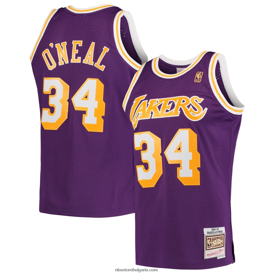 NBA JZ8F02897 los angeles lakers shaquille o'neal mitchell & ness purple hardwood classics swingman фланелка