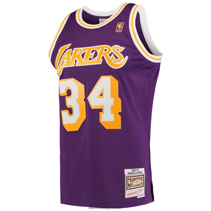 NBA JZ8F02897 los angeles lakers shaquille o\'neal mitchell & ness purple hardwood classics swingman фланелка