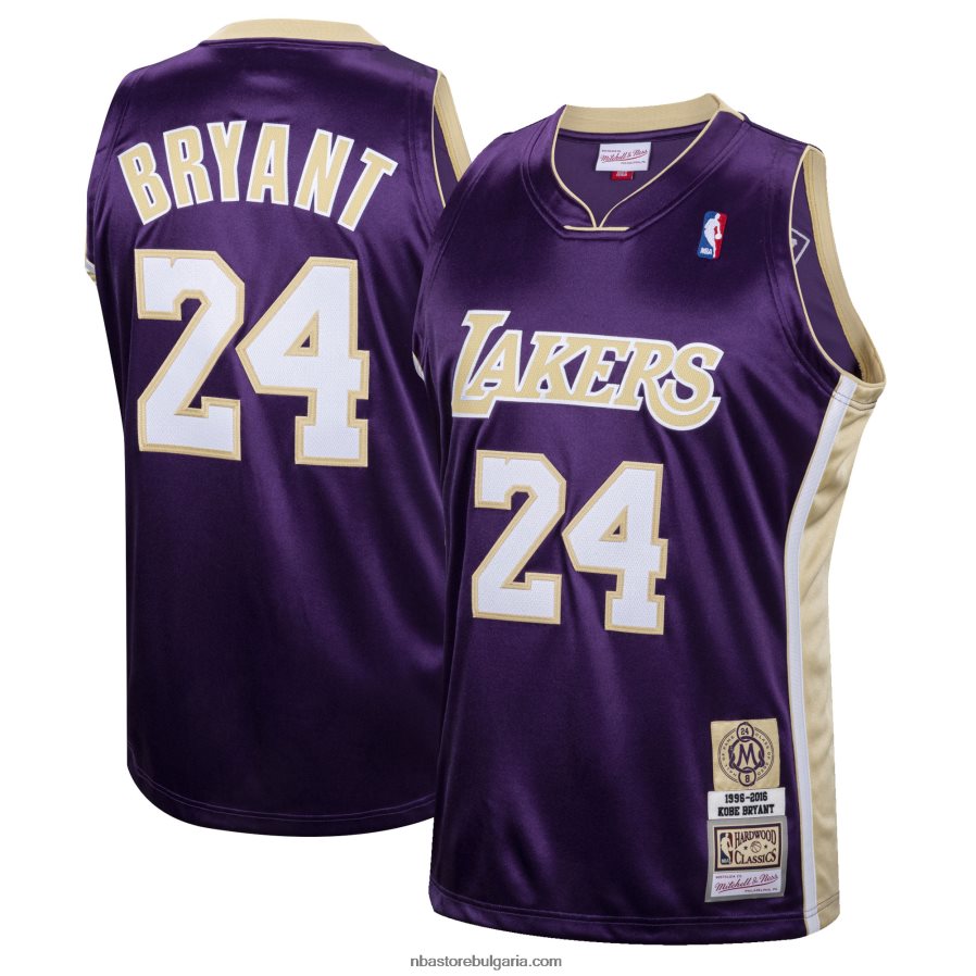 NBA JZ8F02934 лос анджелис лейкърс коби брайънт лилава зала на славата клас 2020 №24 автентичен трико от твърда дървесина