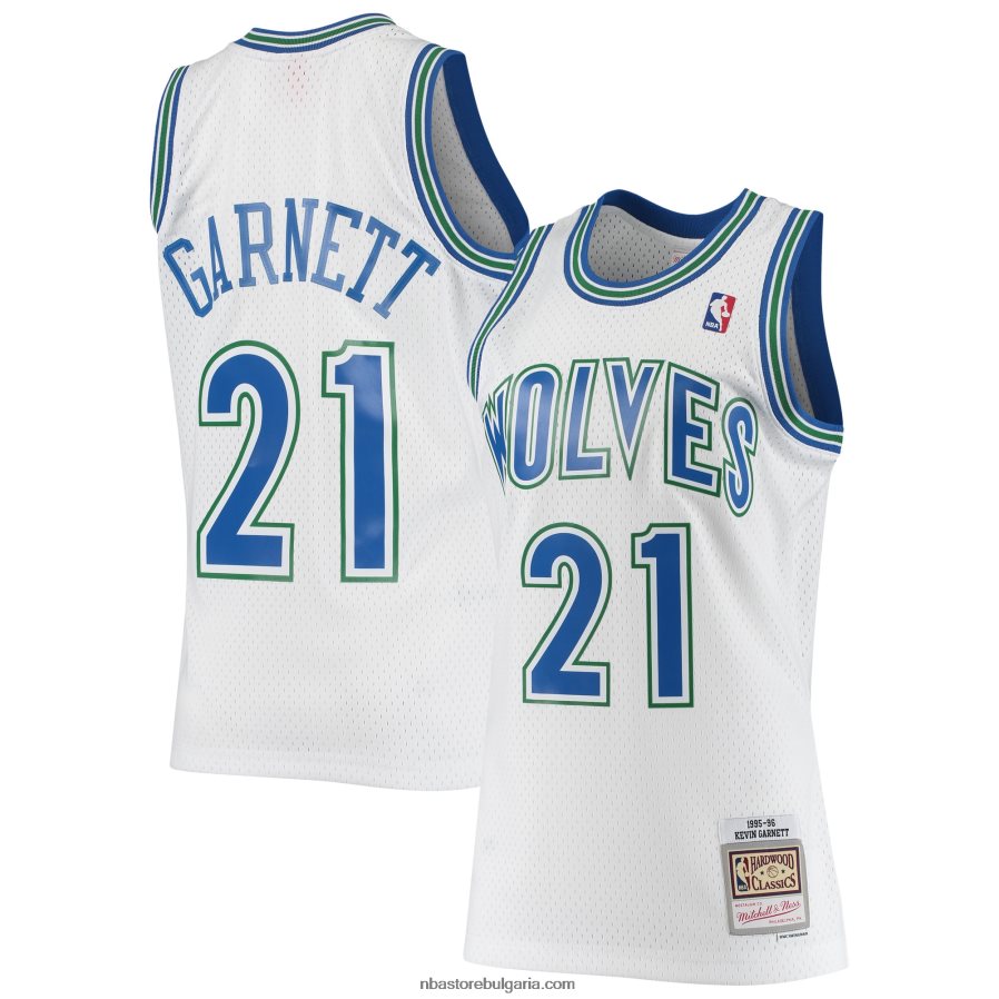 NBA JZ8F021156 минесота тимбъруулвс кевин гарнет мичъл и нес бяла твърда дървесина класика swingman фланелка