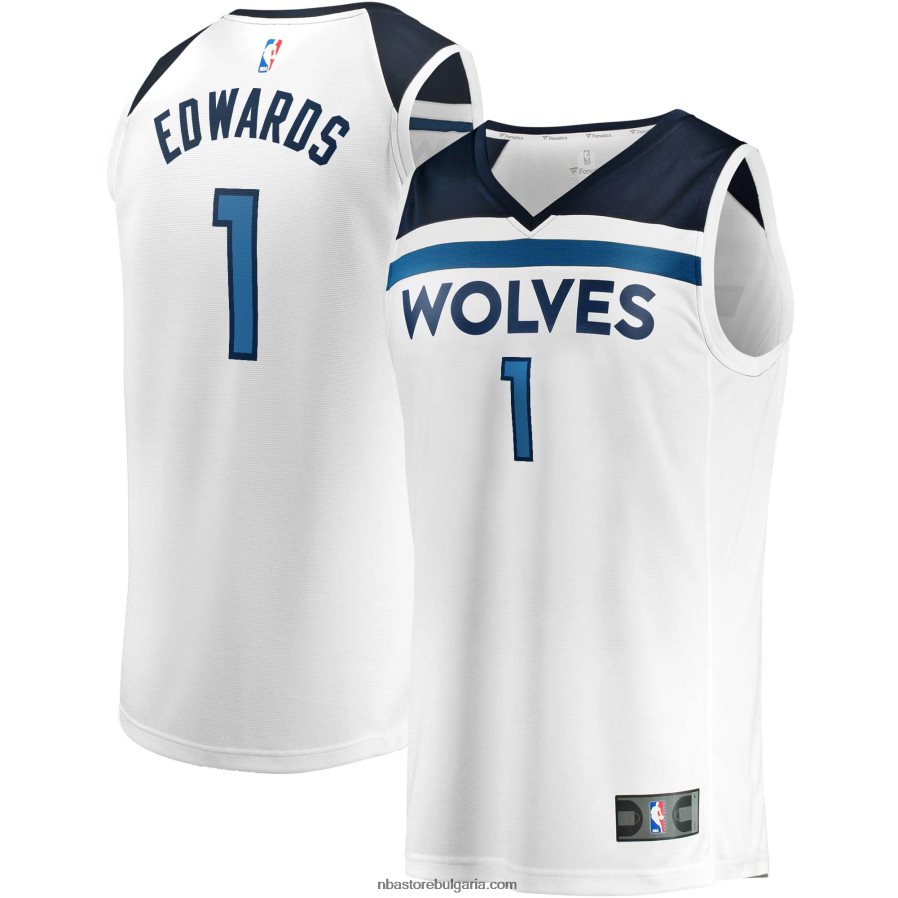 NBA JZ8F02219 минесота тимбърулвс антъни едуардс бяла фланелка за бърз брейк реплика