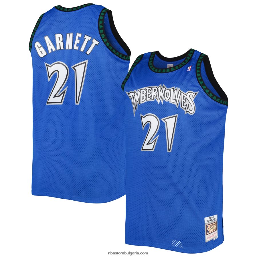 NBA JZ8F022590 минесота тимбъруулвс кевин гарнет синя голяма и висока твърда класическа фланелка суингмен