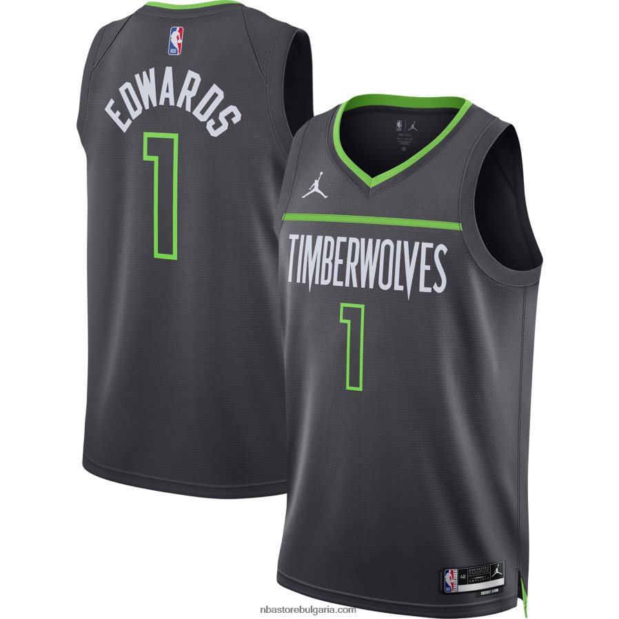 NBA JZ8F022723 минесота тимбъруулвс антъни едуардс марка джордан charcoal swingman фланелка