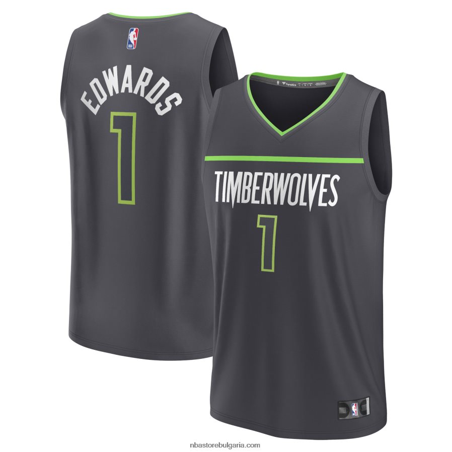 NBA JZ8F02281 минесота тимбъруулвс антъни едуардс антрацит бърз брейк реплика фланелка