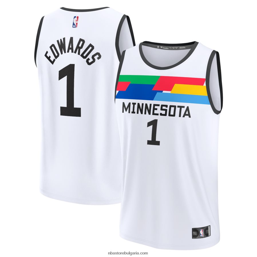 NBA JZ8F024330 минесота тимбъруулвс антъни едуардс бяла фланелка за бърз пробив