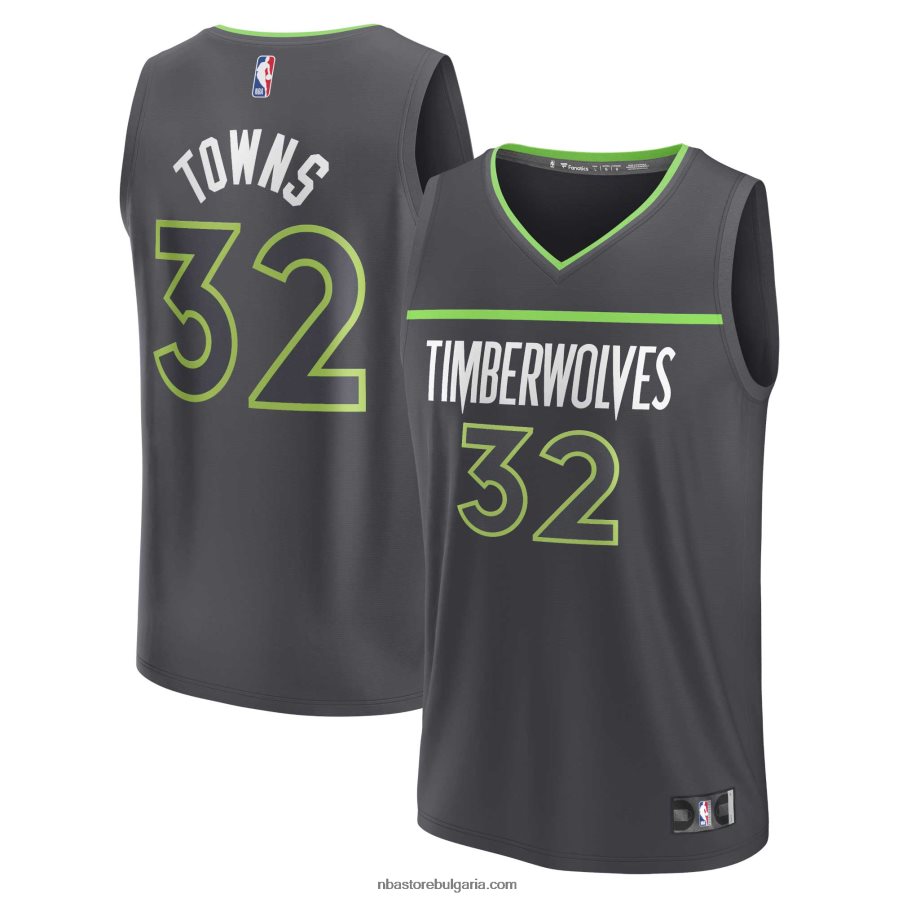 NBA JZ8F024477 Минесота Тимбъруулвс Карл-Антъни Таунс антрацит бърз брейк реплика на фланелка