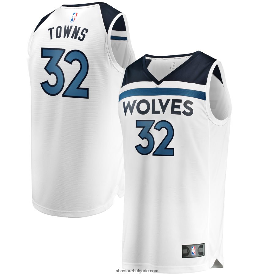 NBA JZ8F026488 Минесота Тимбъруулвс Карл-Антъни Таунс бяла фланелка за бърз брейк реплика