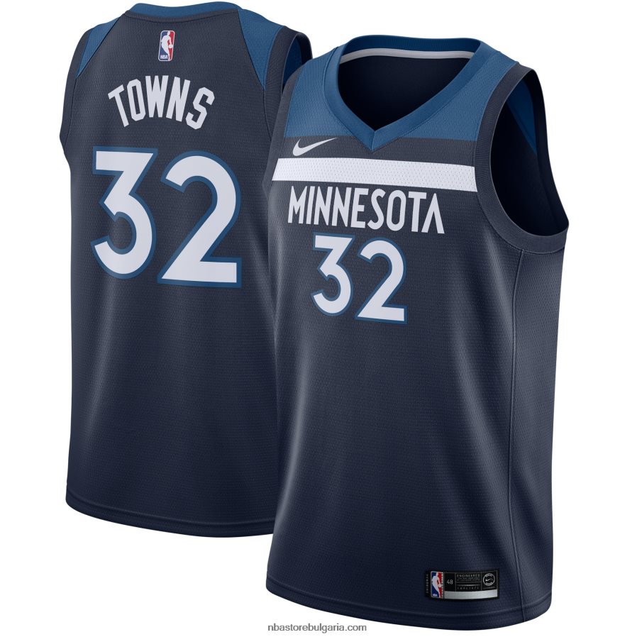 NBA JZ8F028146 Минесота Тимбъруулвс Карл-Антъни Таунс Nike Navy Swingman Джърси