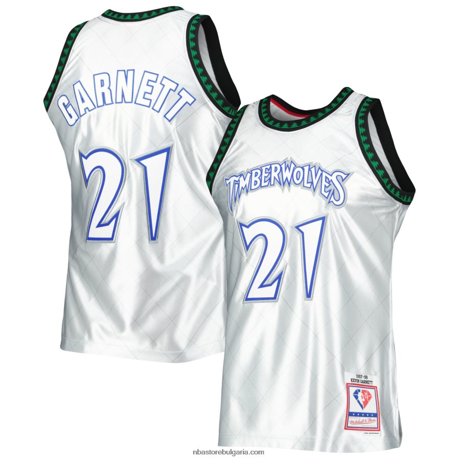 NBA JZ8F028226 минесота тимбъруулвс кевин гарнет платинена твърда дървесина класика 75-та годишнина swingman фланелка
