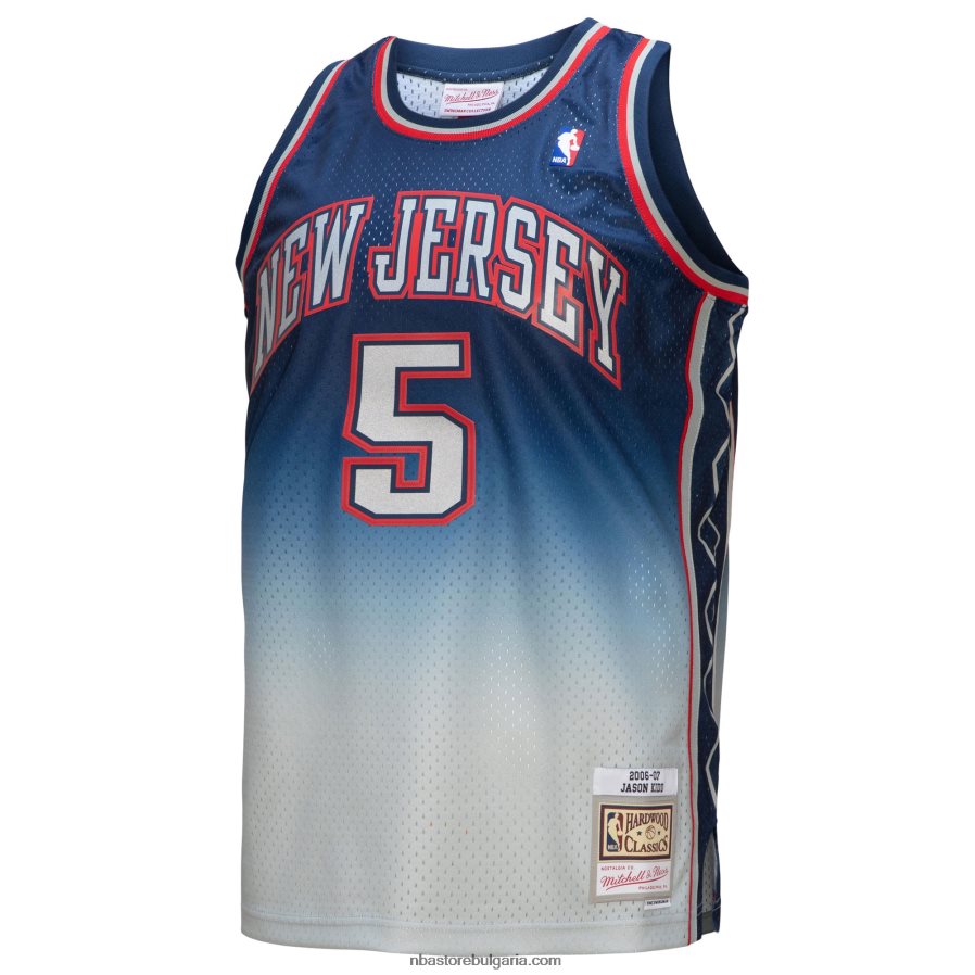 NBA JZ8F022095 new jersey nets jason kid d grey/blue hardwood classics fadeaway swingman player фланелка