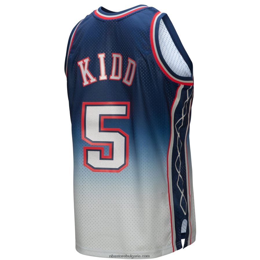 NBA JZ8F022095 new jersey nets jason kid d grey/blue hardwood classics fadeaway swingman player фланелка
