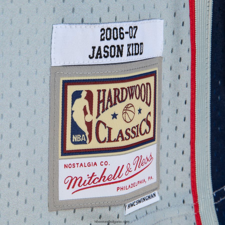 NBA JZ8F022095 new jersey nets jason kid d grey/blue hardwood classics fadeaway swingman player фланелка