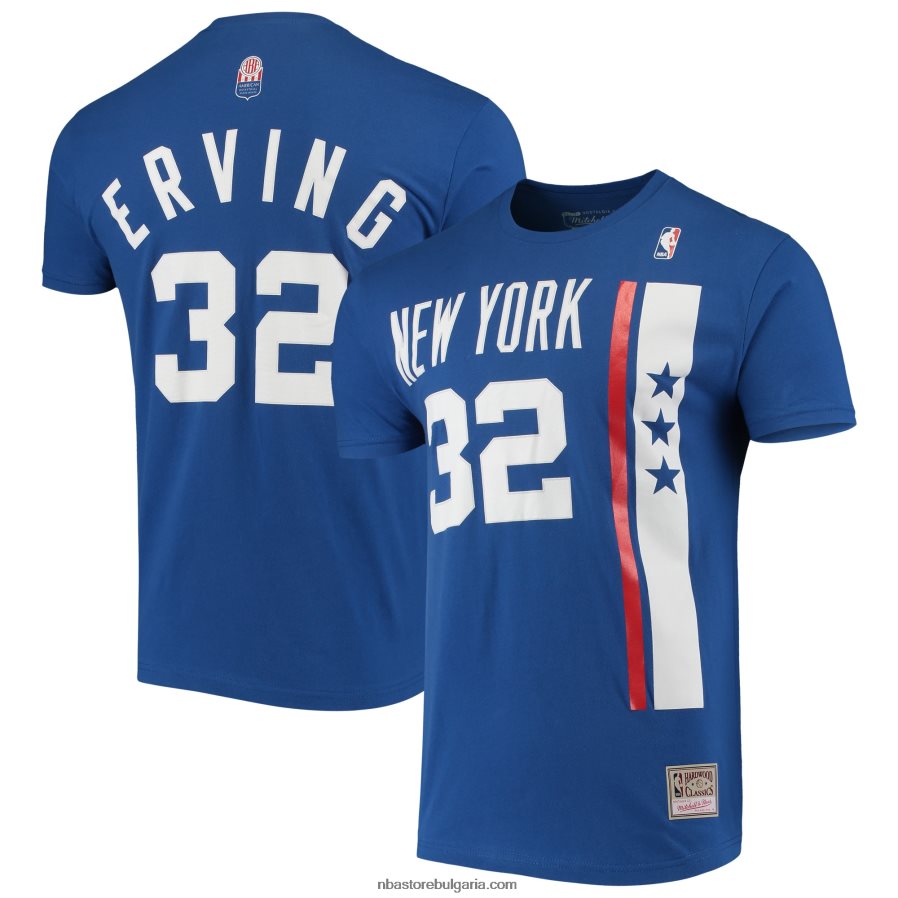 NBA JZ8F024646 ню йорк нетс джулиус ервинг мичъл и нес синя твърда дървесина класически шев име и номер тениска