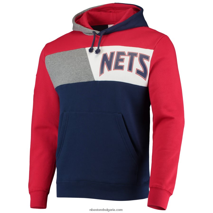 NBA JZ8F026683 new jersey nets mitchell & ness blue hardwood classics пуловер с качулка colorblock