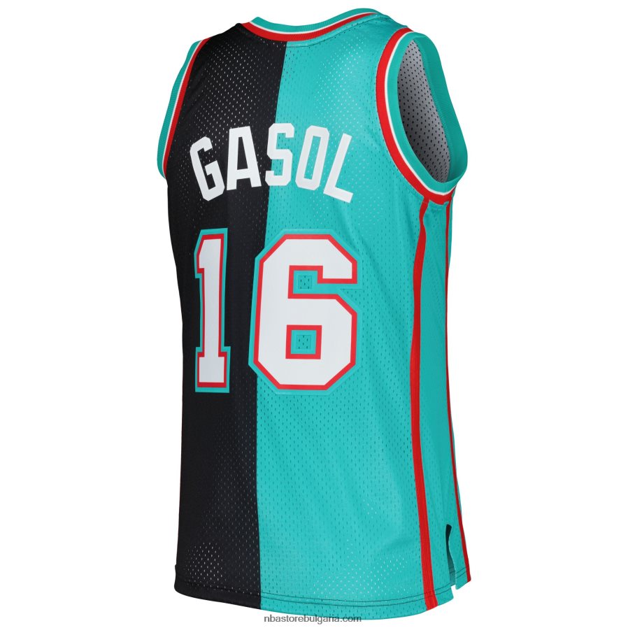 NBA JZ8F02952 memphis grizzlies pau gasol mitchell & ness black/turquoise hardwood classics сплит фланелка swingman