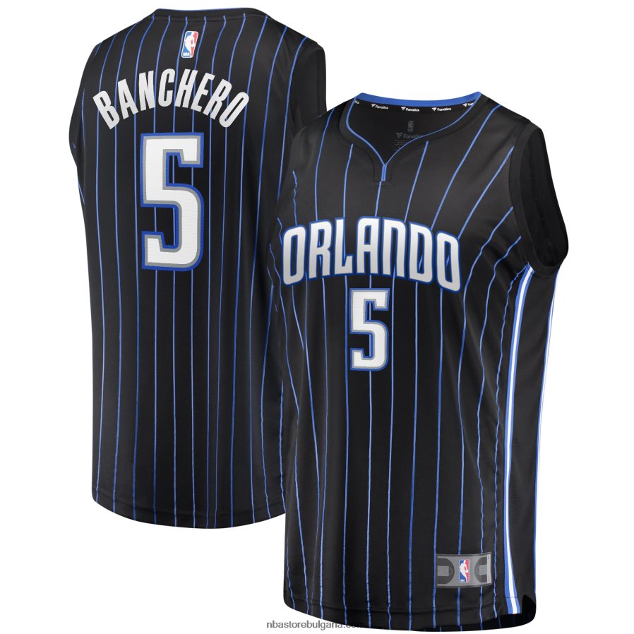 NBA JZ8F02158 orlando magic paolo banchero black draft първи рунд pick fast break реплика фланелка на играч