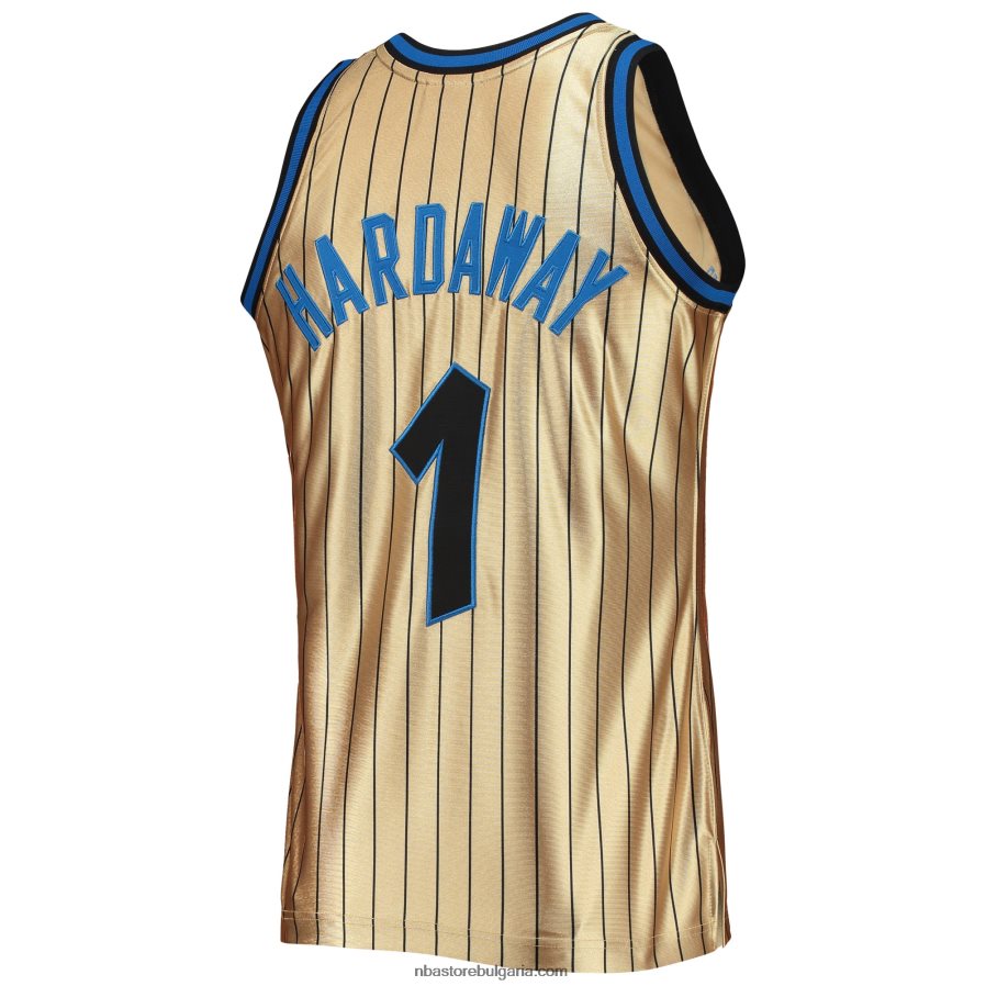 NBA JZ8F022011 orlando magic penny hardaway злато 75-та годишнина 1993-94 класика от твърда дървесина swingman фланелка