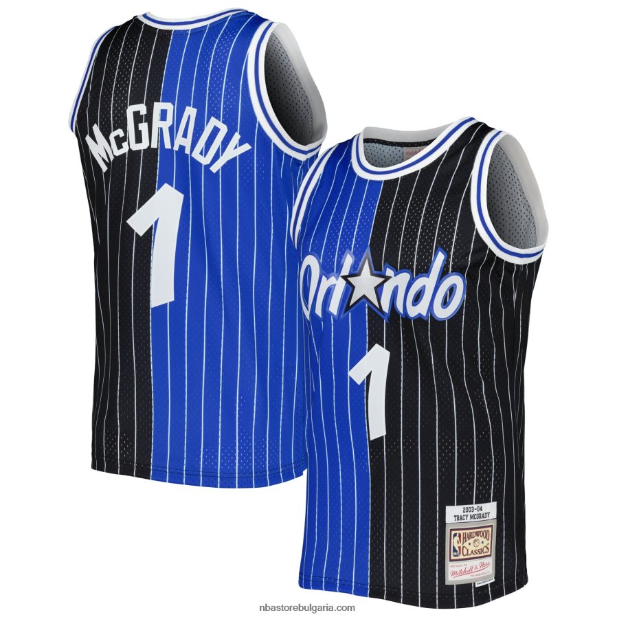 NBA JZ8F022534 orlando magic tracy mcgrady blue/black hardwood classics split swingman трико