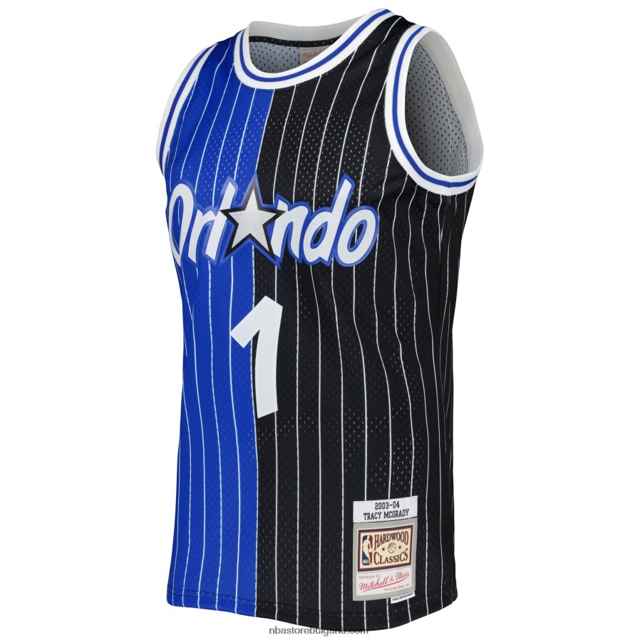 NBA JZ8F022534 orlando magic tracy mcgrady blue/black hardwood classics split swingman трико