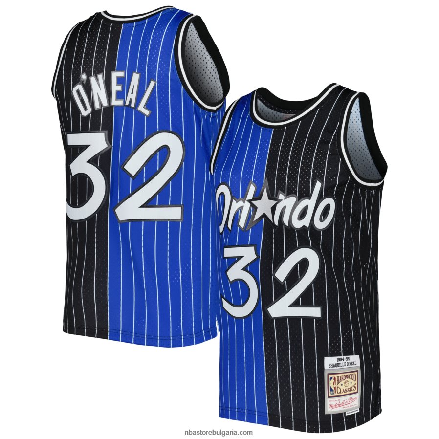 NBA JZ8F02298 orlando magic shaquille o'neal mitchell & ness blue/black hardwood classics split swingman jersey