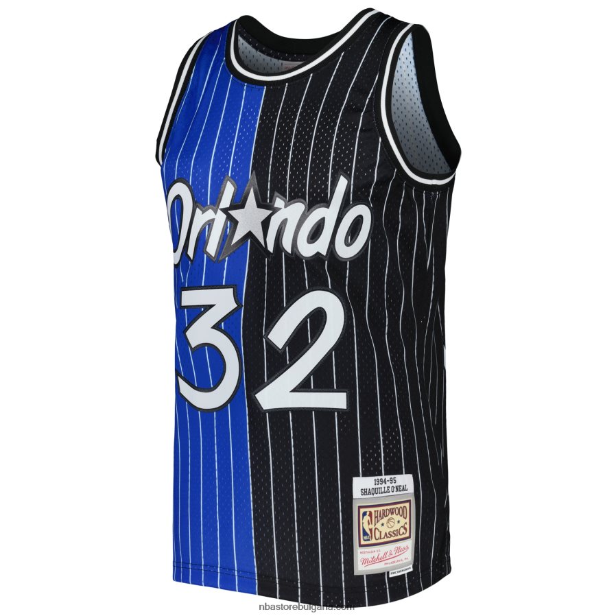 NBA JZ8F02298 orlando magic shaquille o\'neal mitchell & ness blue/black hardwood classics split swingman jersey