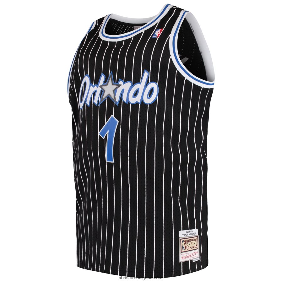 NBA JZ8F023457 orlando magic tracy mcgrady mitchell & ness black big & tall hardwood classics swingman фланелка