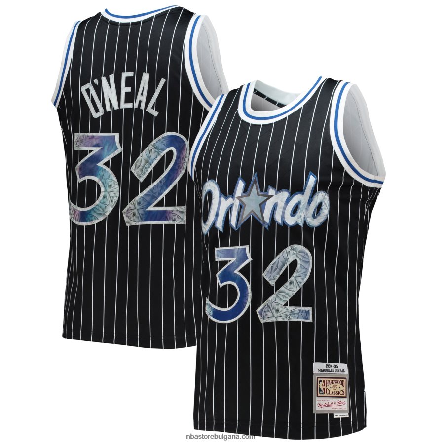 NBA JZ8F025025 orlando magic shaquille o'neal черна класика от твърда дървесина 75-та годишнина диамантена фланелка swingman