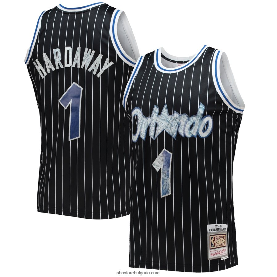 NBA JZ8F026311 orlando magic penny hardaway черна твърда дървесина класика 75th юбилей диамантена фланелка swingman