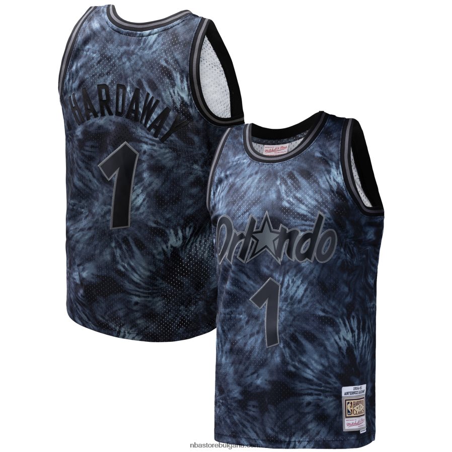 NBA JZ8F027324 orlando magic penny hardaway mitchell & ness black hardwood classics 1984-85 tie-dye swingman фланелка