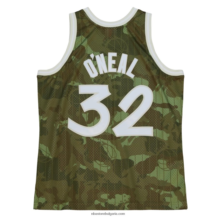 NBA JZ8F027997 orlando magic shaquille o\'neal mitchell & ness camo hardwood classics призрачно зелено фланелка swingman
