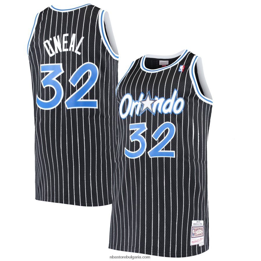 NBA JZ8F02894 orlando magic shaquille o\'neal mitchell & ness черно голямо и високо класическо трико от твърда дървесина