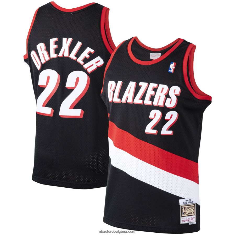 NBA JZ8F021151 portland trail blazers clyde drexler mitchell & ness black hardwood classics swingman фланелка