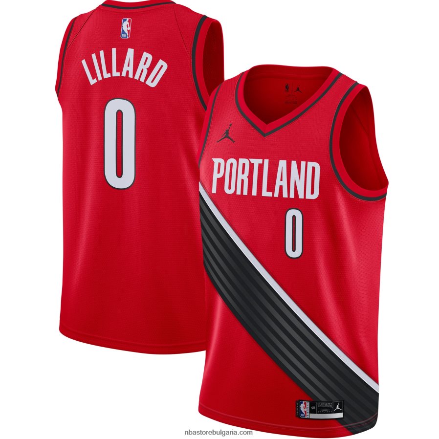 NBA JZ8F02123 портланд трейл блейзърс дамян лилард джордан марка червена фланелка суингмен