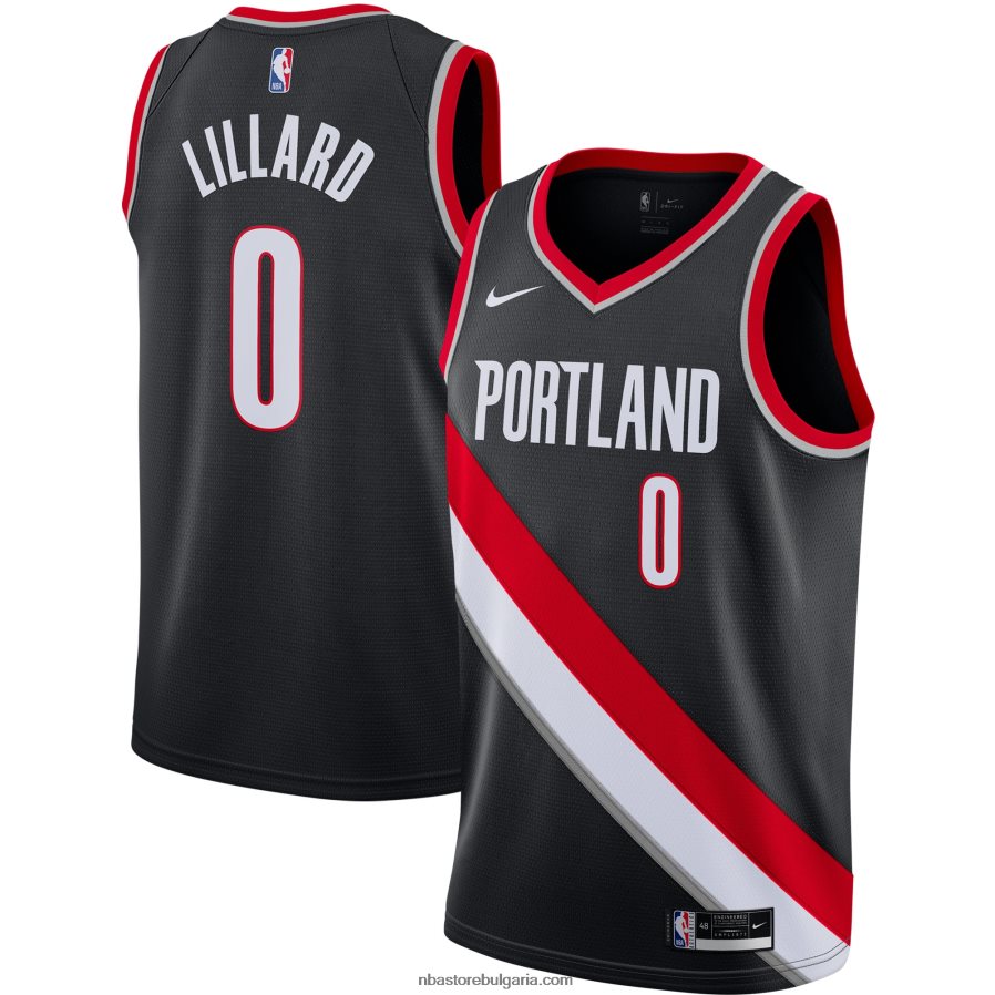 NBA JZ8F021711 portland trail blazers damian lillard nike black swingman jersey
