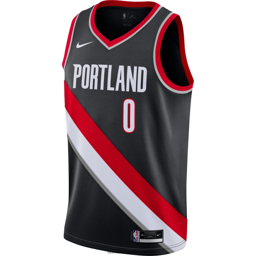NBA JZ8F021711 portland trail blazers damian lillard nike black swingman jersey